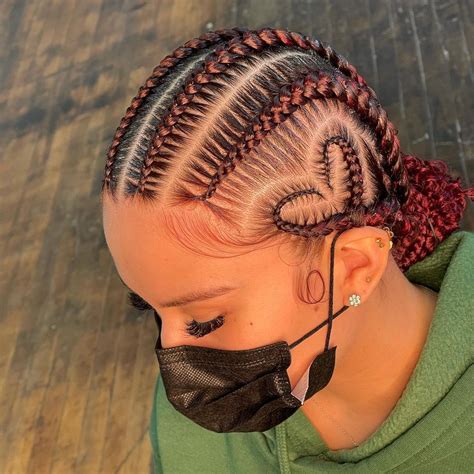 6 Stitch Braids With Curly Buns .